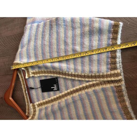 NWT Jessie Liu Wool Blend Knit Cardigan Sweater Metallic Trim Women’s Medium - Picture 10 of 10